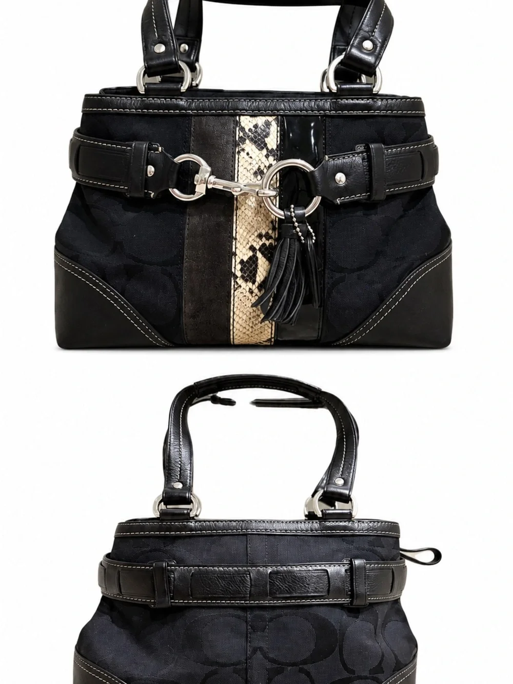 Vintage 2006 Coach Hamptons Signature Carryall 10262 Black Python Y2K Bag